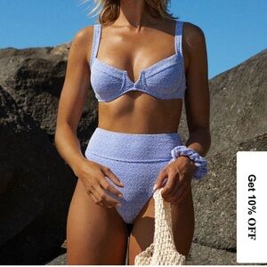 NWT Berlook High-Waisted Blue Swirl Bikini Set